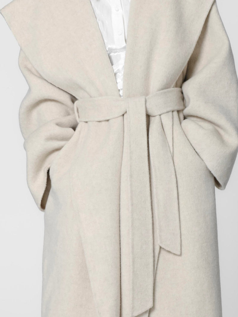 OVERSIZED WOOL SAILOR COLLAR BELTED COAT