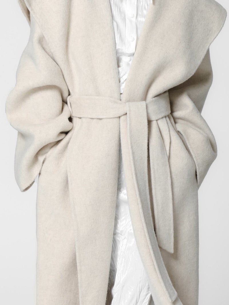 OVERSIZED WOOL SAILOR COLLAR BELTED COAT