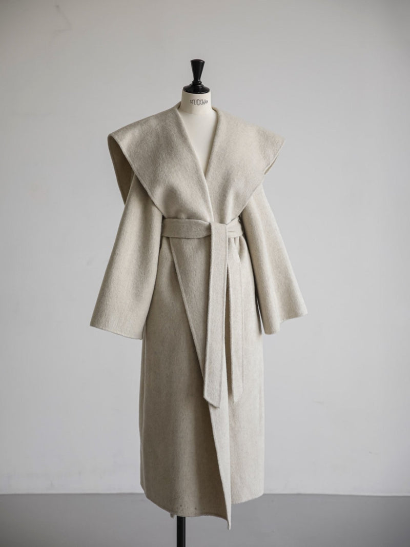 OVERSIZED WOOL SAILOR COLLAR BELTED COAT