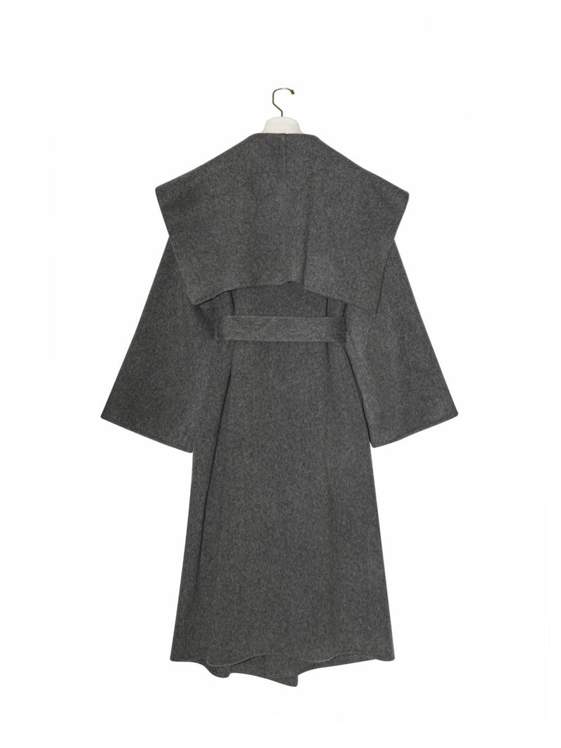 OVERSIZED WOOL SAILOR COLLAR BELTED COAT