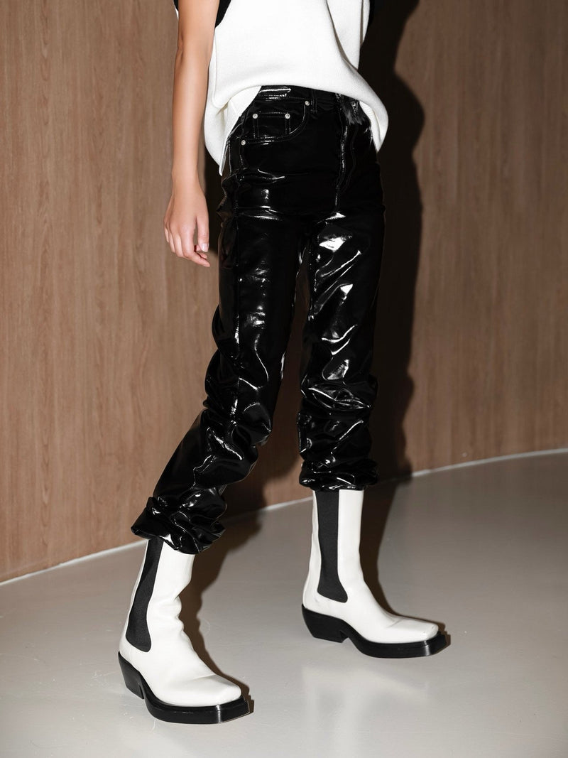 PATENT VEGAN LEATHER COATED PANTS