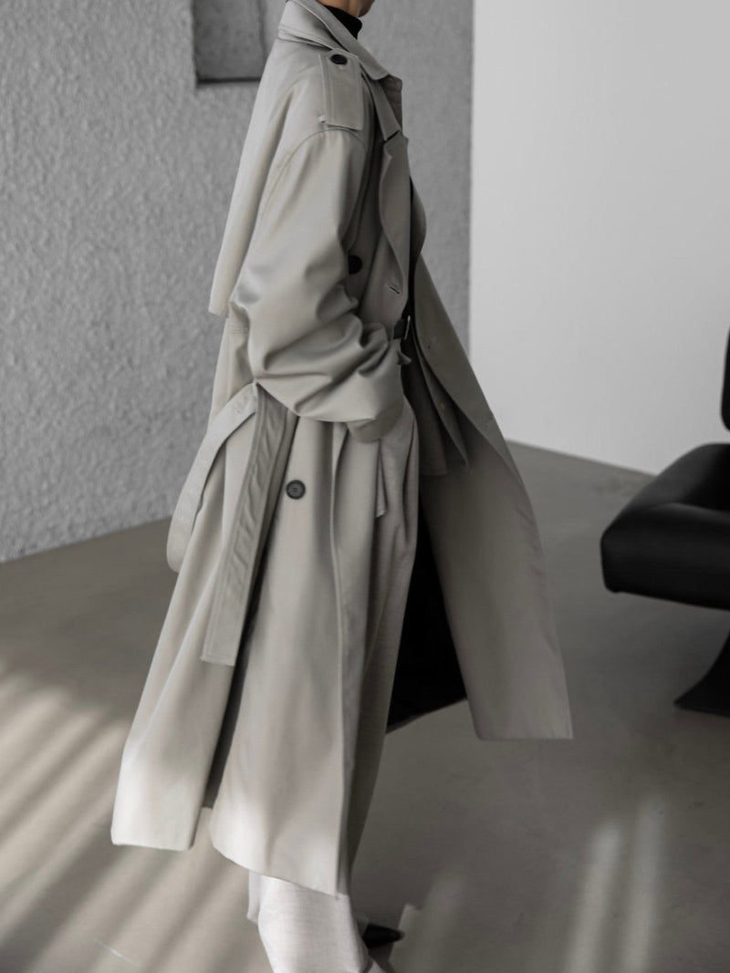 PADDED DETAIL OVERSIZED DOUBLE BREASTED TRENCH COAT