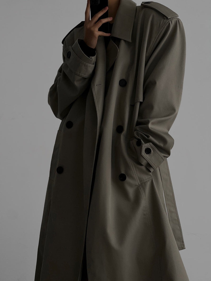 PADDED DETAIL OVERSIZED DOUBLE BREASTED TRENCH COAT