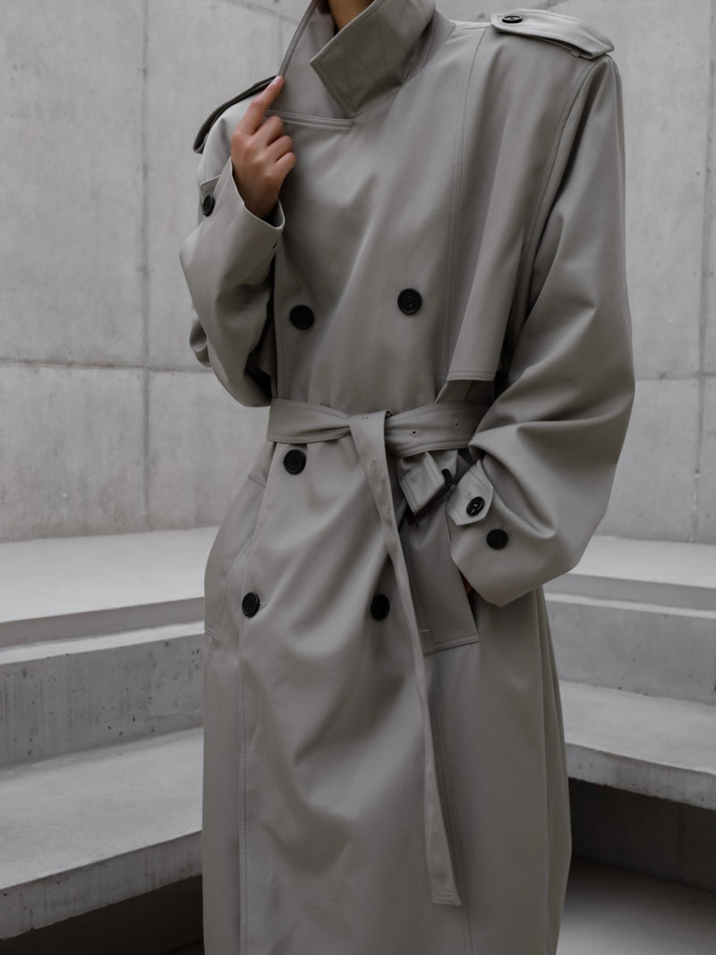 PADDED DETAIL OVERSIZED DOUBLE BREASTED TRENCH COAT