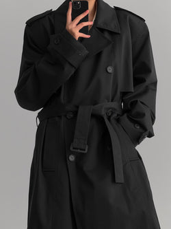 PADDED DETAIL OVERSIZED DOUBLE BREASTED TRENCH COAT