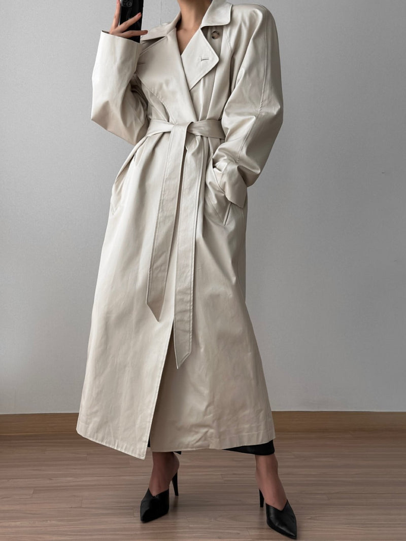 PADDED DETAIL OVERSIZED DOUBLE BREASTED TRENCH COAT