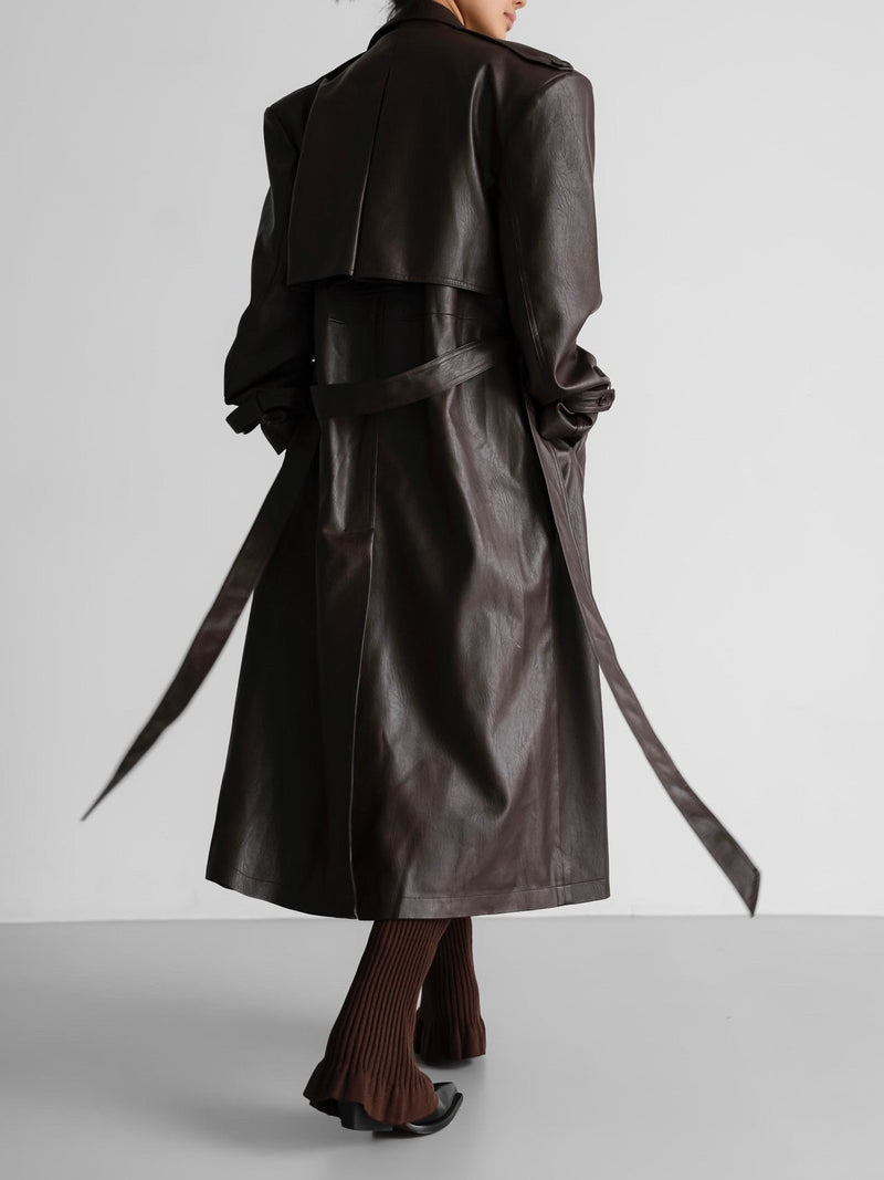 PADDED DETAIL OVERSIZED DOUBLE BREASTED TRENCH COAT