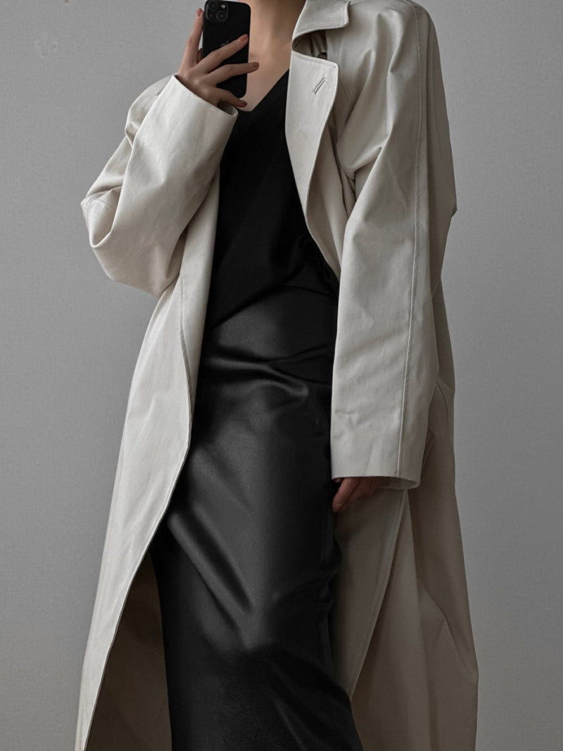 PADDED DETAIL OVERSIZED DOUBLE BREASTED TRENCH COAT