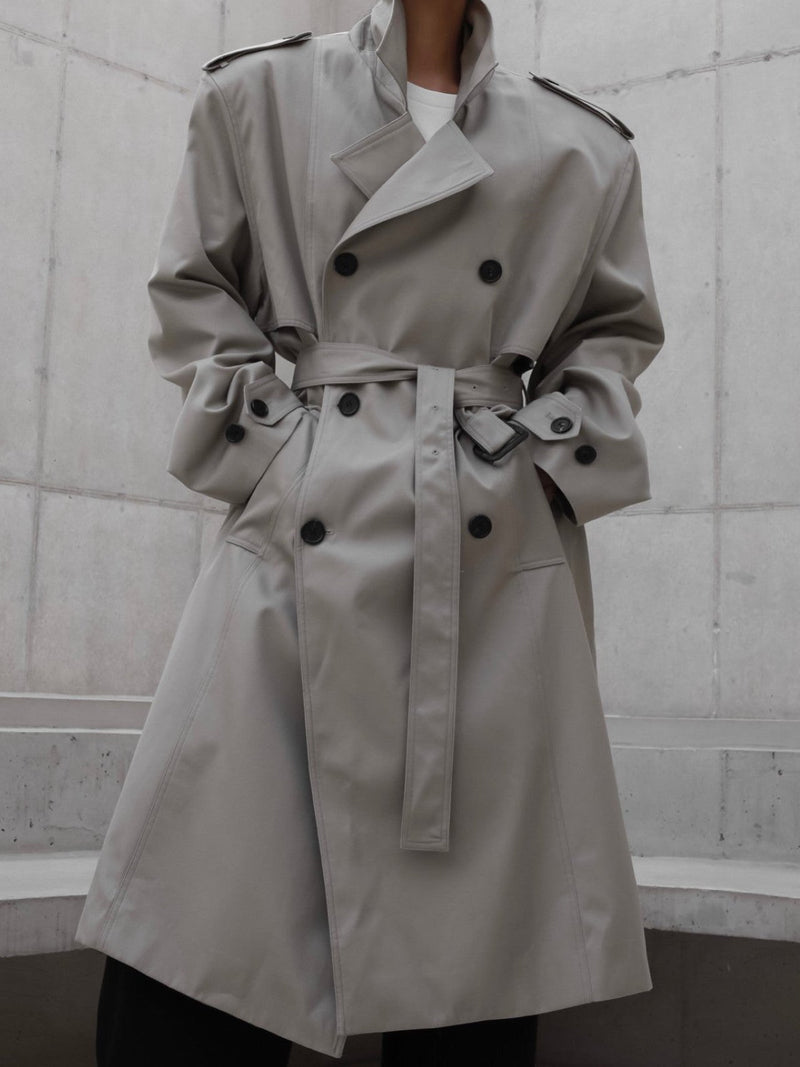 PADDED DETAIL OVERSIZED DOUBLE BREASTED TRENCH COAT