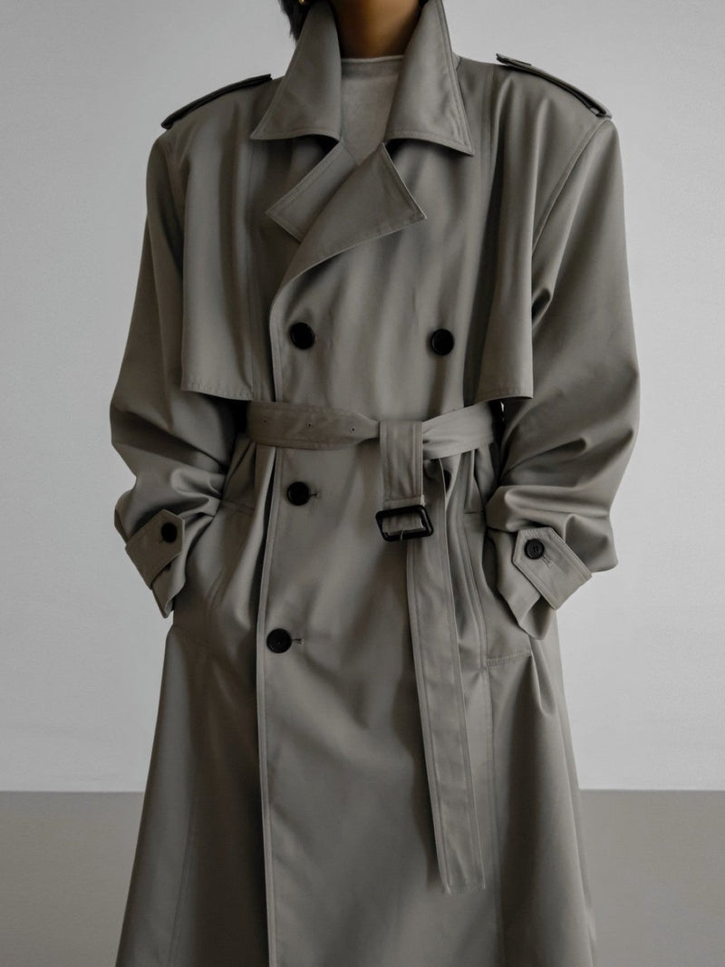 PADDED DETAIL OVERSIZED DOUBLE BREASTED TRENCH COAT