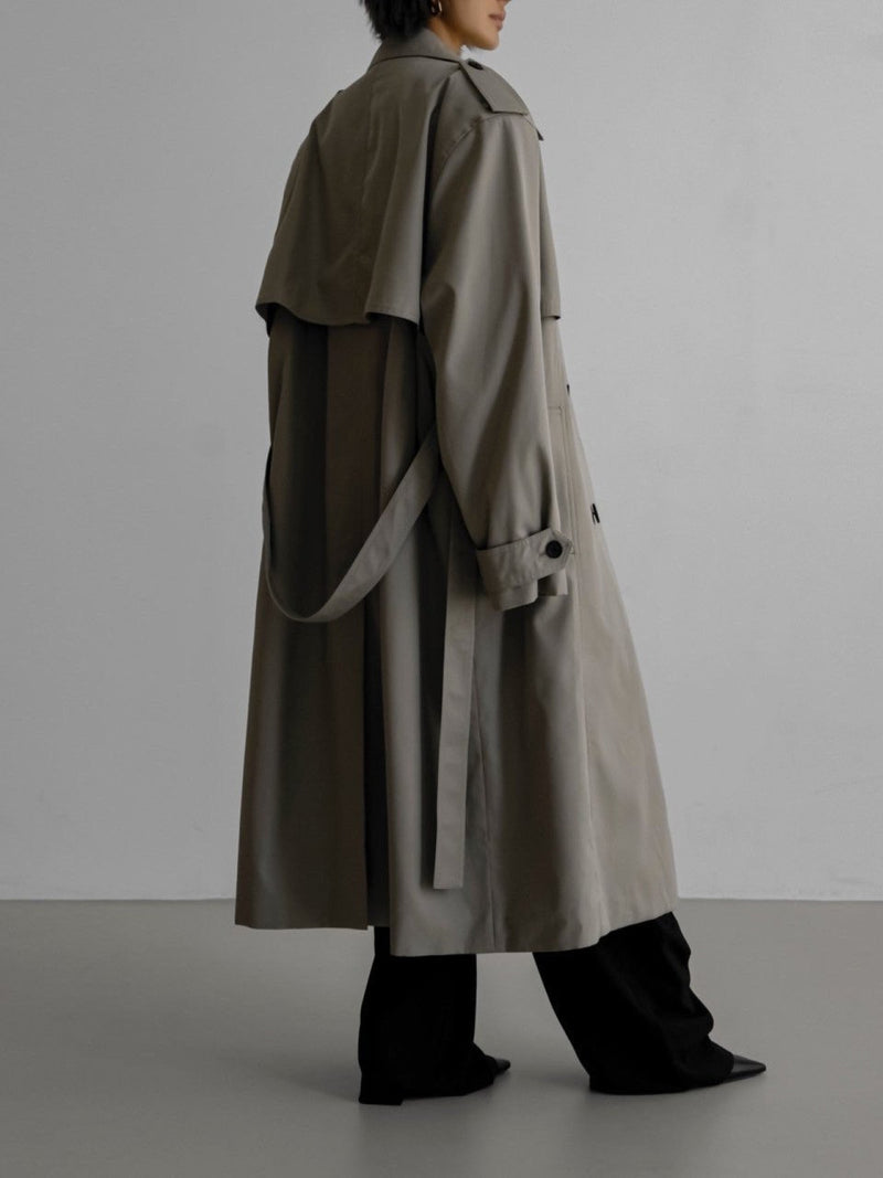 PADDED DETAIL OVERSIZED DOUBLE BREASTED TRENCH COAT