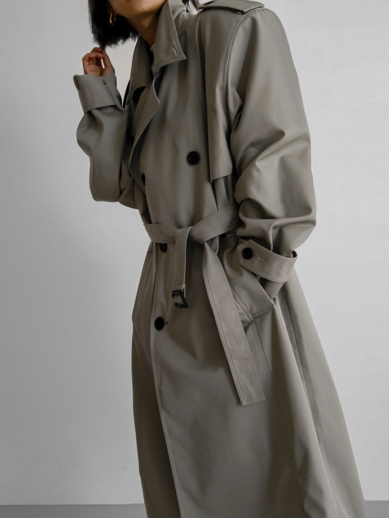 PADDED DETAIL OVERSIZED DOUBLE BREASTED TRENCH COAT