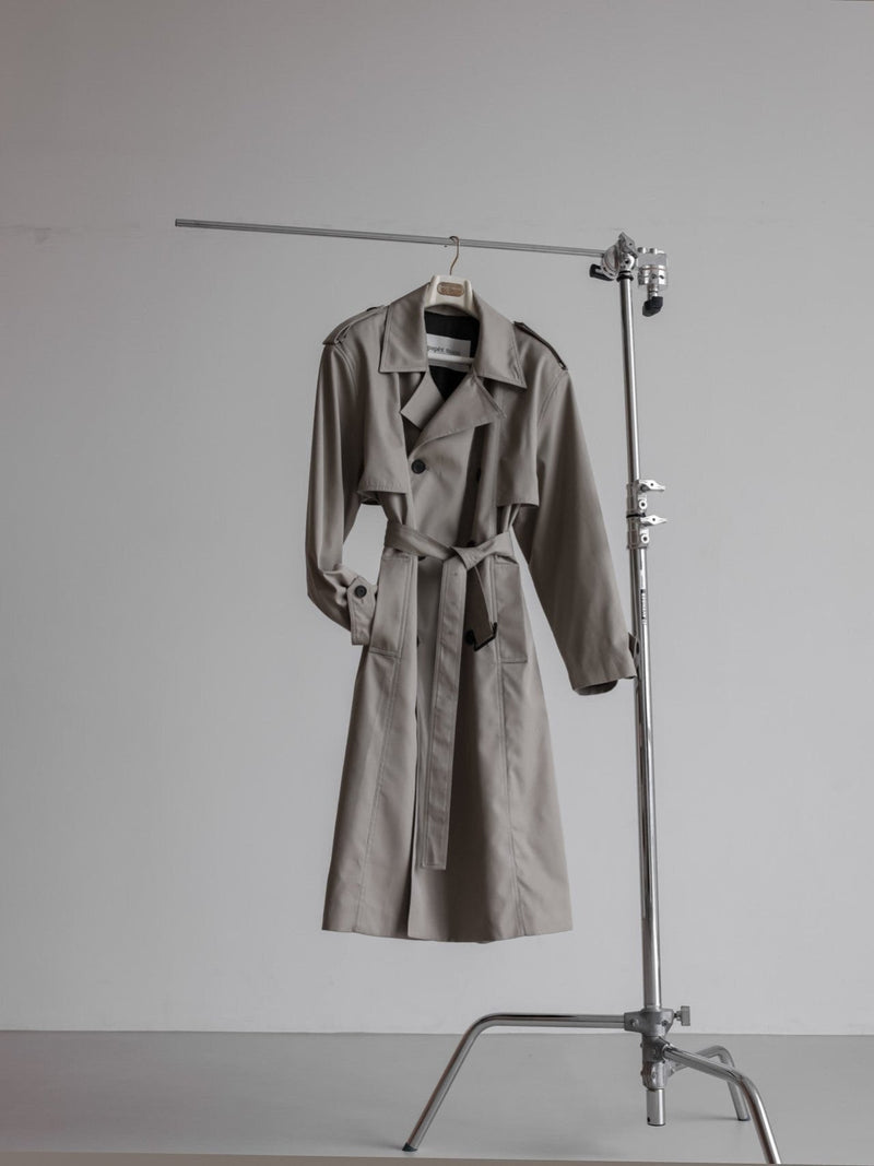 PADDED DETAIL OVERSIZED DOUBLE BREASTED TRENCH COAT