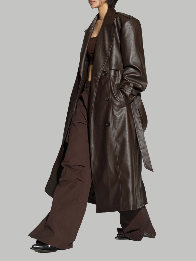 PADDED DETAIL OVERSIZED DOUBLE BREASTED TRENCH COAT