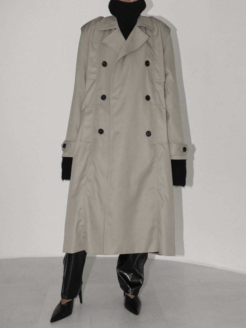 PADDED DETAIL OVERSIZED DOUBLE BREASTED TRENCH COAT