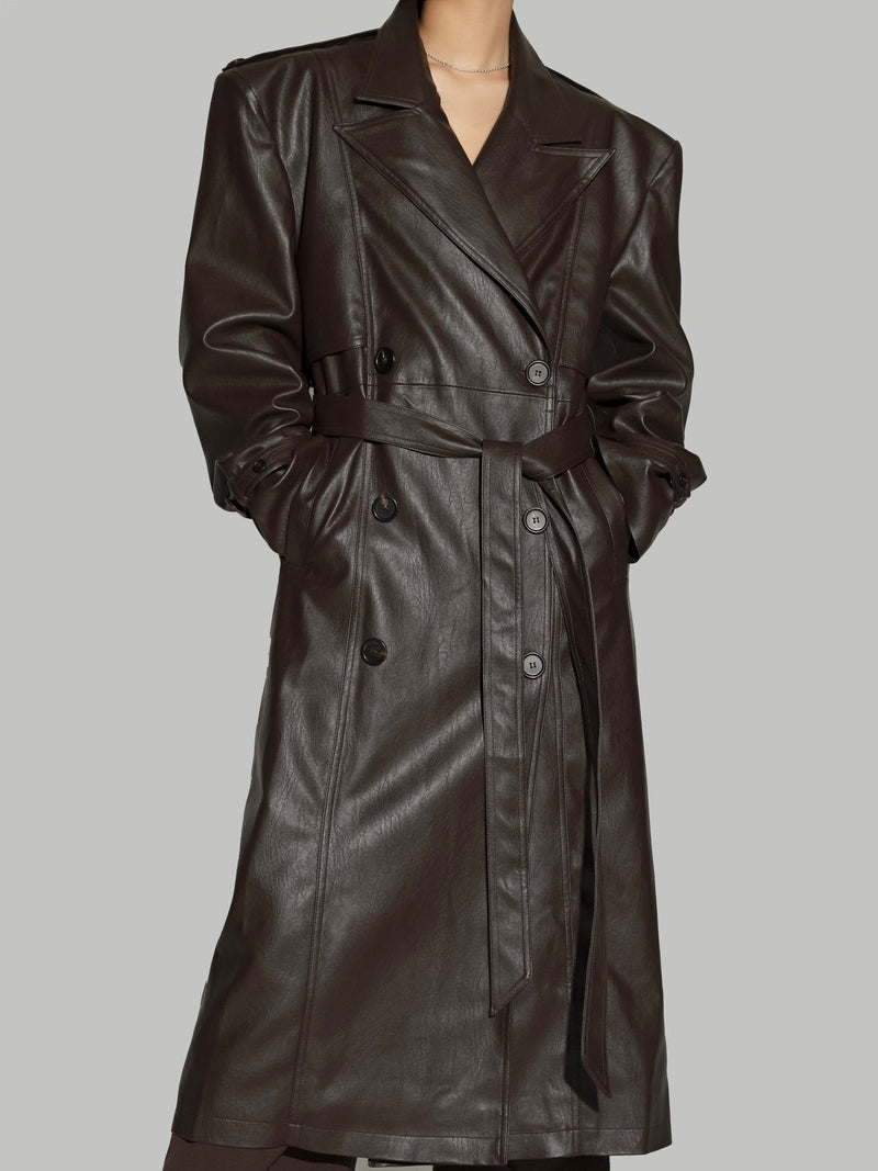 PADDED DETAIL OVERSIZED DOUBLE BREASTED TRENCH COAT