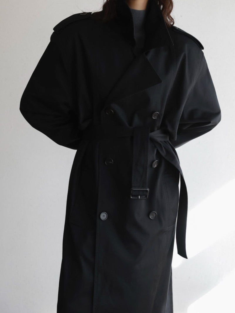 PADDED DETAIL OVERSIZED DOUBLE BREASTED TRENCH COAT