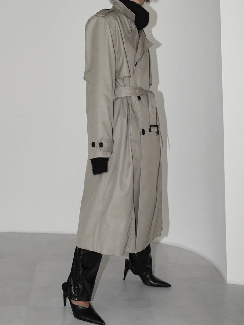 PADDED DETAIL OVERSIZED DOUBLE BREASTED TRENCH COAT