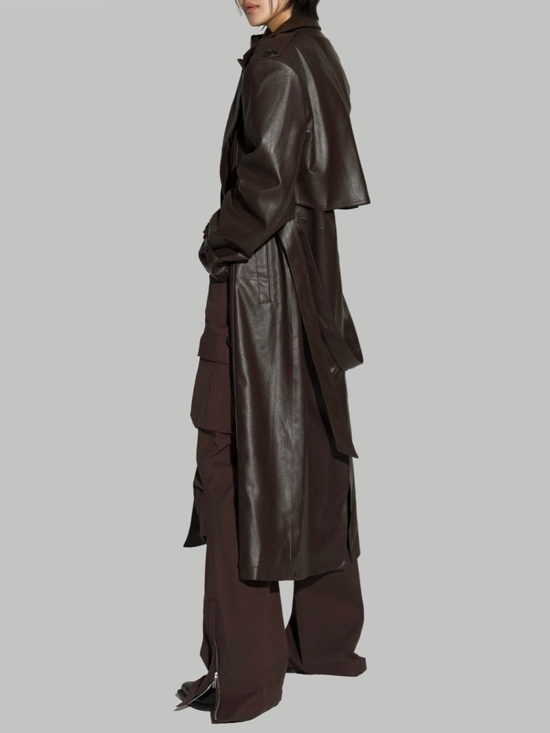 PADDED DETAIL OVERSIZED DOUBLE BREASTED TRENCH COAT