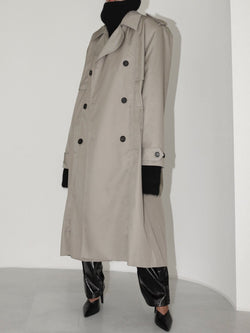 PADDED DETAIL OVERSIZED DOUBLE BREASTED TRENCH COAT