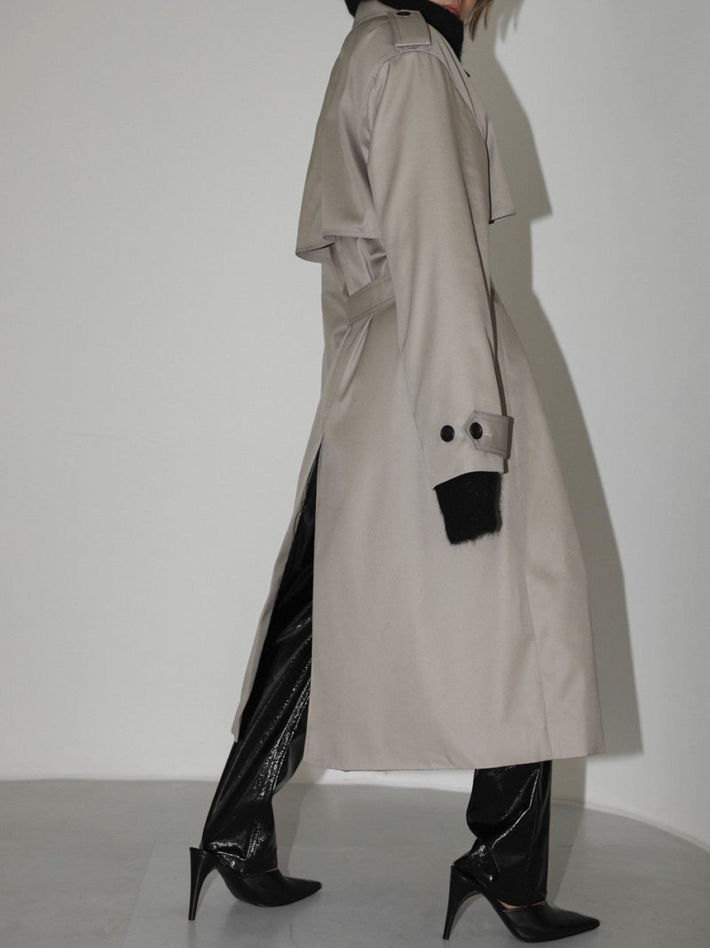 PADDED DETAIL OVERSIZED DOUBLE BREASTED TRENCH COAT