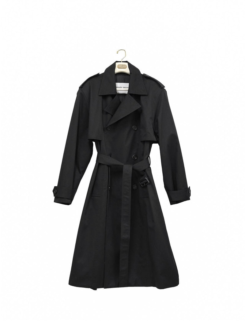 PADDED DETAIL OVERSIZED DOUBLE BREASTED TRENCH COAT