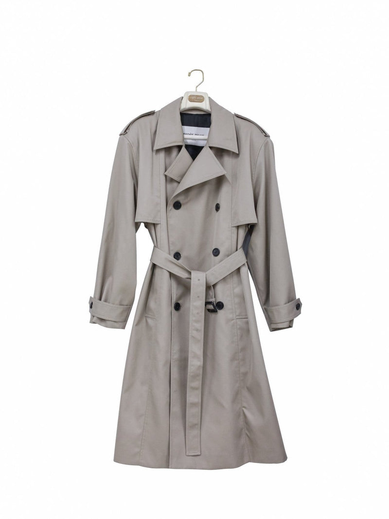 PADDED DETAIL OVERSIZED DOUBLE BREASTED TRENCH COAT