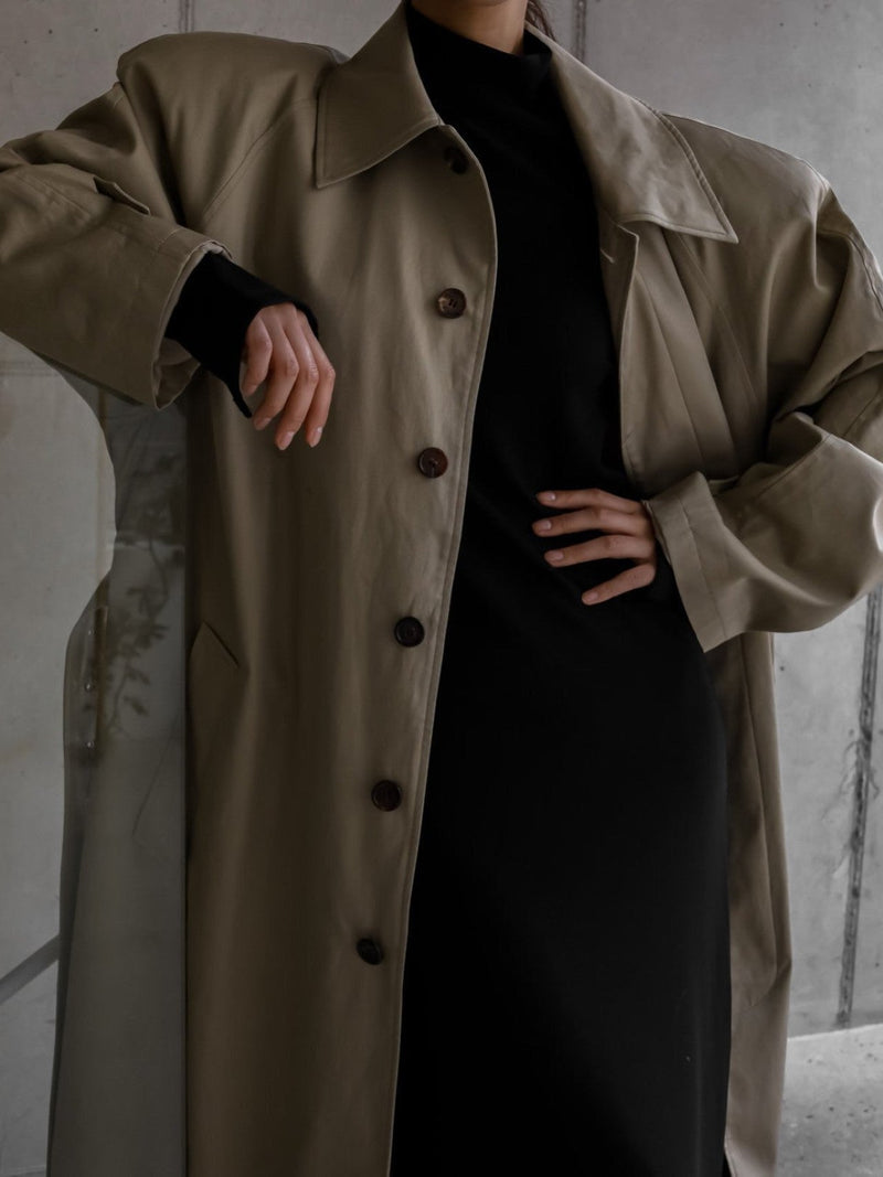 PADDED DETAIL OVERSIZED DOUBLE BREASTED TRENCH COAT