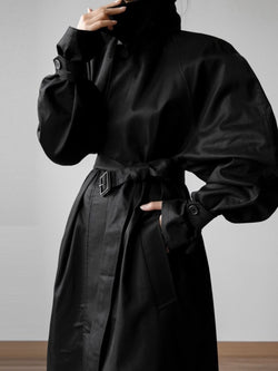 PADDED DETAIL OVERSIZED SINGLE BREASTED TRENCH COAT
