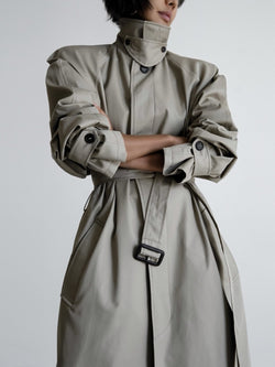 PADDED DETAIL OVERSIZED SINGLE BREASTED TRENCH COAT
