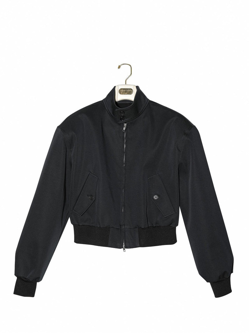 PADDED SHOULDER COTTON HARRINGTON JACKET