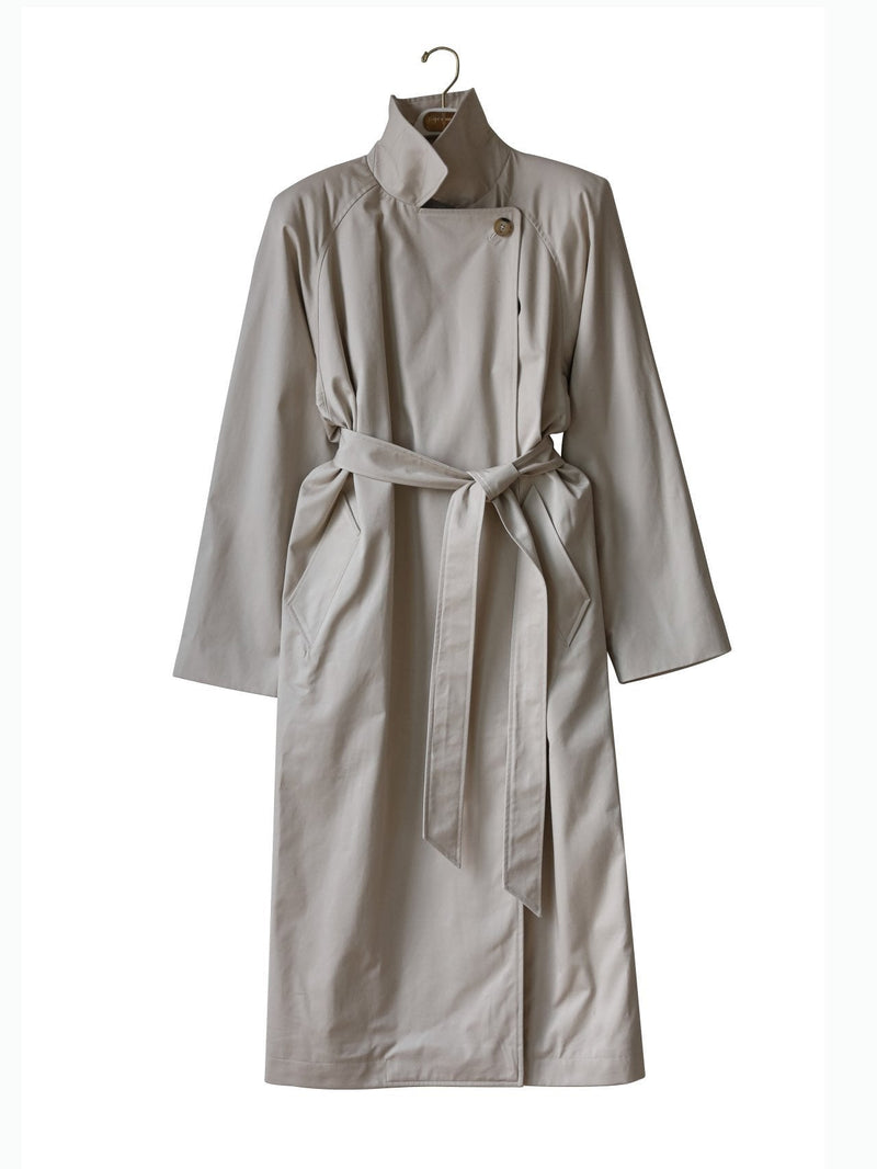 PADDED SHOULDER OVERSIZED COTTON TRENCH