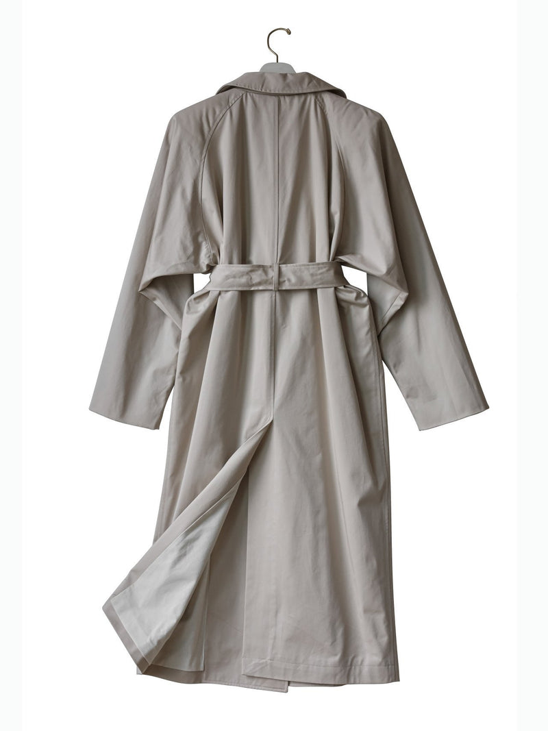 PADDED SHOULDER OVERSIZED COTTON TRENCH