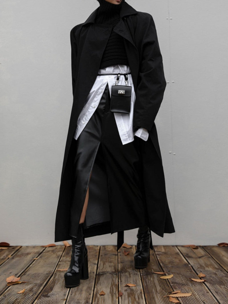 PADDED SHOULDER OVERSIZED COTTON TRENCH