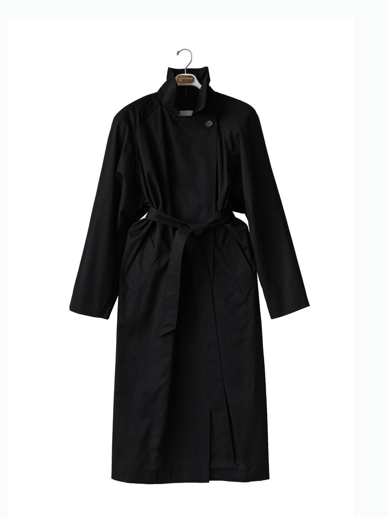 PADDED SHOULDER OVERSIZED COTTON TRENCH