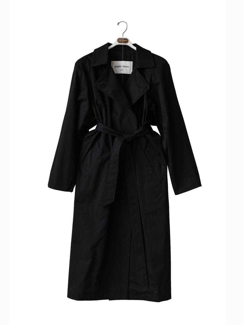 PADDED SHOULDER OVERSIZED COTTON TRENCH