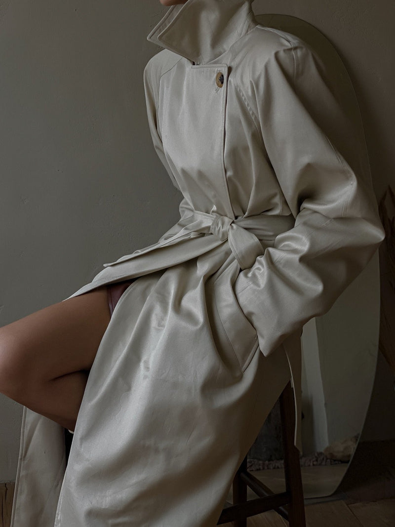 PADDED SHOULDER OVERSIZED COTTON TRENCH