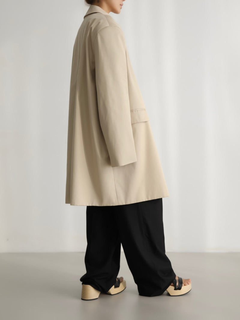 PADDED SHOULDER OVERSIZED GABERDINE COTTON COAT