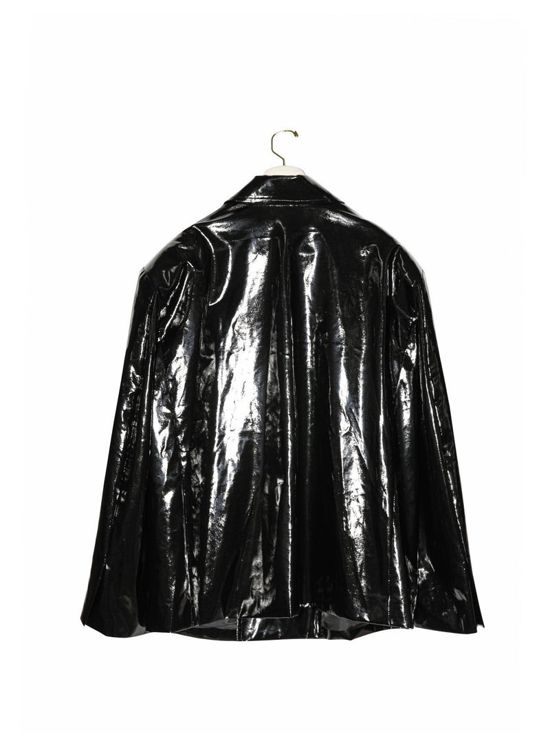 PATENT LEATHER OVERSIZED DOUBLE BREASTED BLAZER