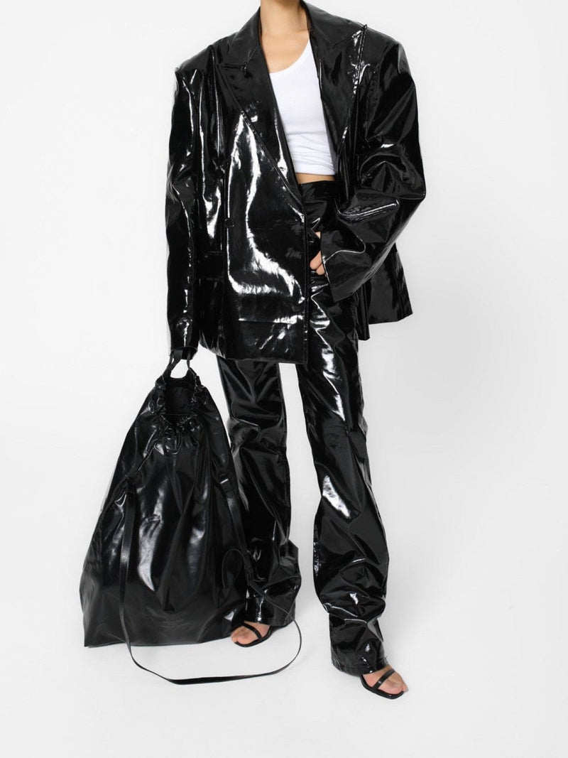 PATENT LEATHER OVERSIZED DOUBLE BREASTED BLAZER