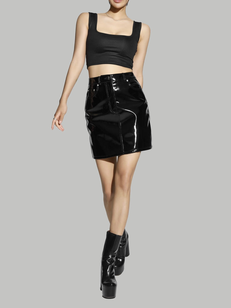 PATENT VEGAN LEATHER SKIRT