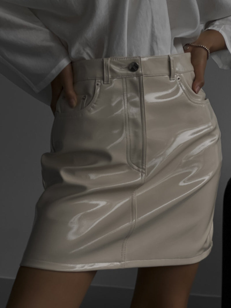 PATENT VEGAN LEATHER SKIRT