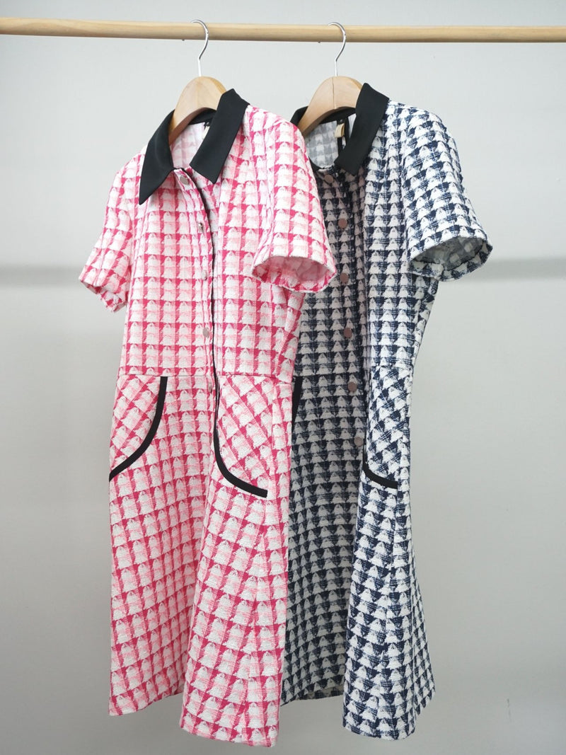PATTERNED COLLARED A-LINE DRESS