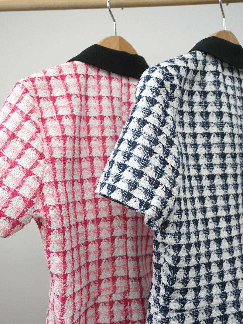 PATTERNED COLLARED A-LINE DRESS