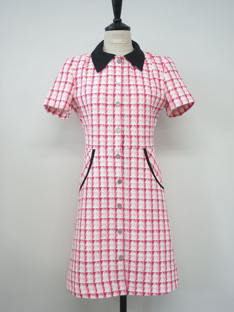 PATTERNED COLLARED A-LINE DRESS