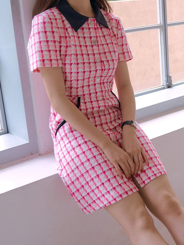 PATTERNED COLLARED A-LINE DRESS