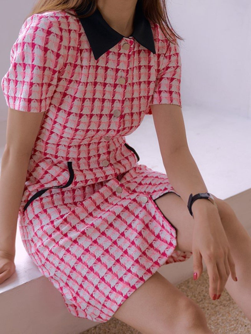 PATTERNED COLLARED A-LINE DRESS