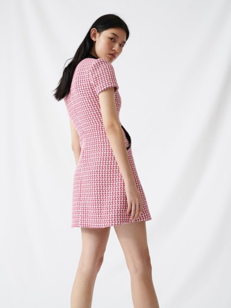 PATTERNED COLLARED A-LINE DRESS