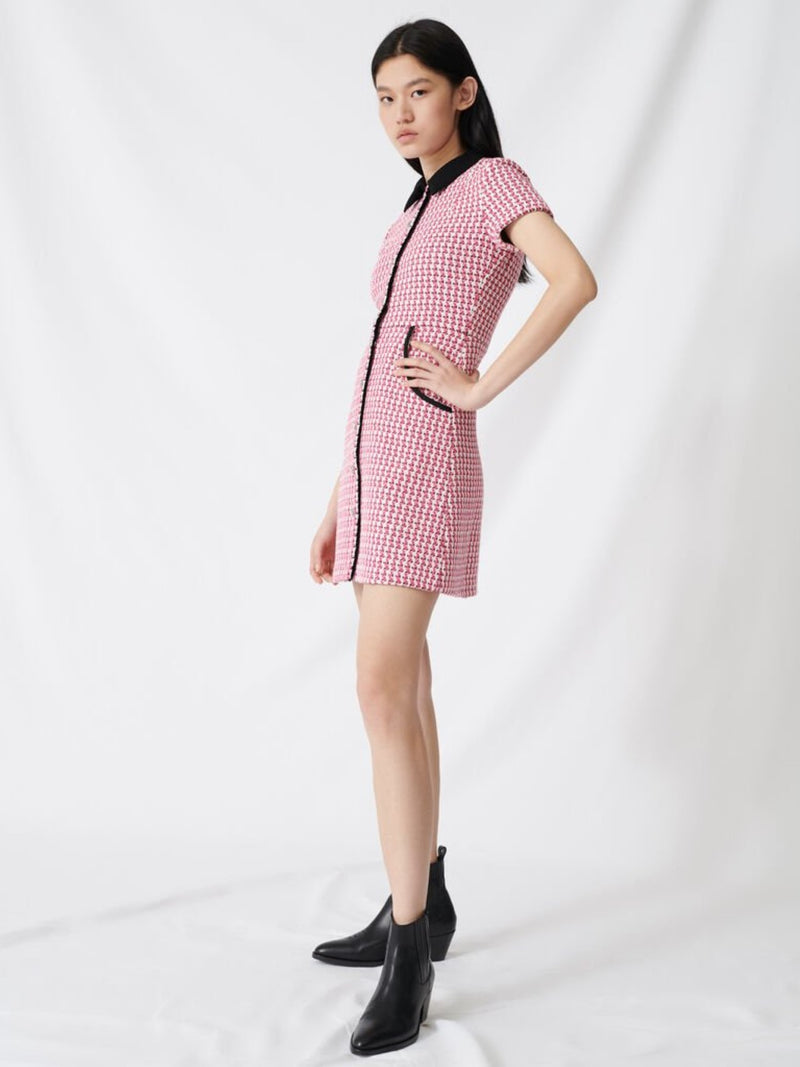 PATTERNED COLLARED A-LINE DRESS