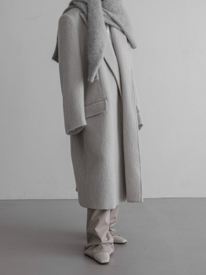 PEAKED LAPEL MOHAIR MAXI COAT